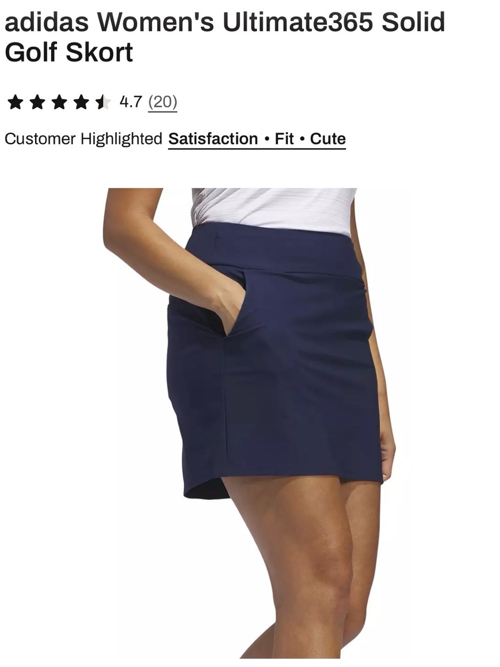 adidas Women's Ultimate365 Solid Golf Skort NWT crew navy women’s L